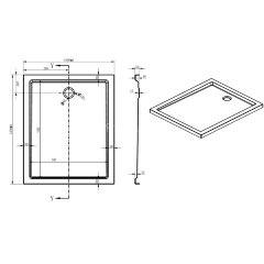 Поддон акриловый Lotanto 120х100х5 в комплекте с сифоном (CS-90185-120*100)