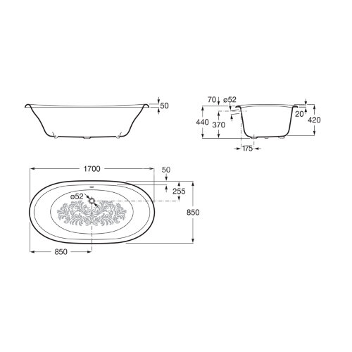 Ванна чугунная Roca NEWCAST 17085, WHITE
