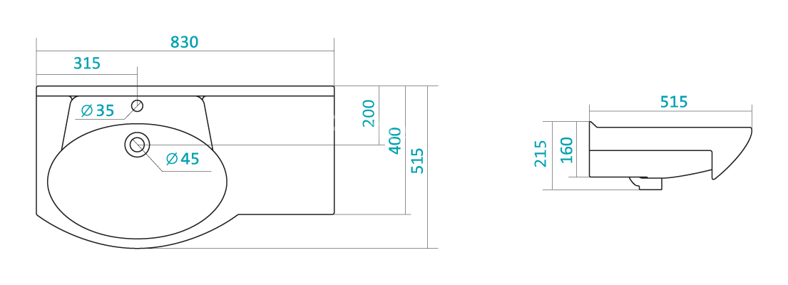 Раковина Santek Коралл-83, белая (1WH110228)
