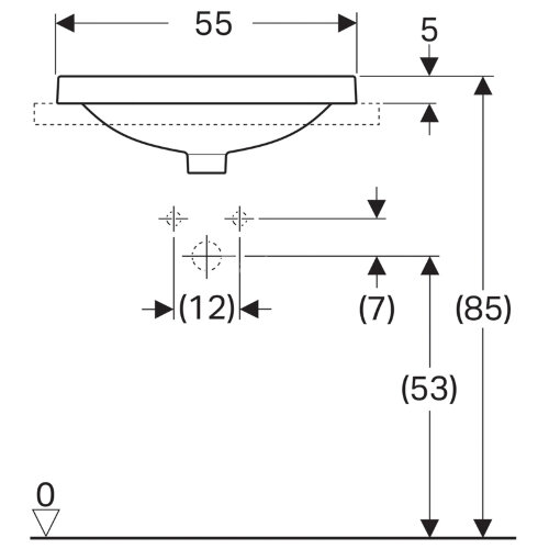 Раковина Geberit VariForm 55х45 см, встраиваемая, белая (500.720.01.2)