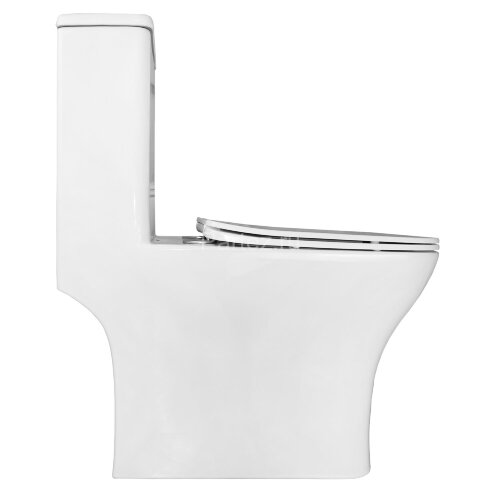 Унитаз-моноблок Azario Lodi 350х665х750 напольный, безободковый, горизонтальный слив, сиденье дюропл