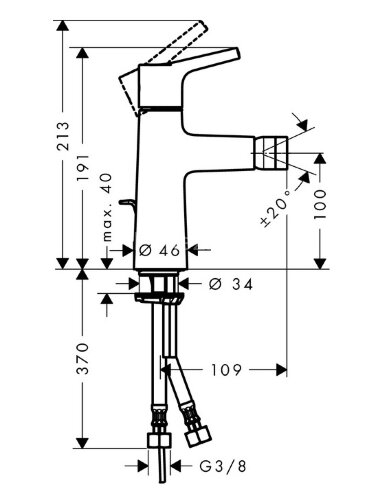 72200000 Talis S Смеситель для биде, однорычажный, со сливным гарнитуром