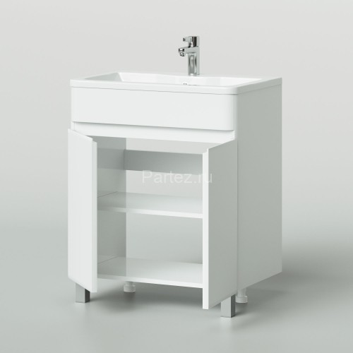 Комплект тумба Итана Roberto 70 (700х453х850) напольная, с раковиной Adel 70, белый глянец (315239)