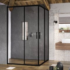 Душевой уголок Ravak Blix Slim BLSRV2K-90 черный+Transparent (X1XM70300Z1)