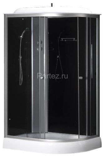 Душевая кабина LORANTO 120х80х215 с низким поддоном 13 см, черное закаленное стекло 4 мм, профиль хром (CS-66121L G 120)