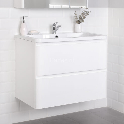 Комплект тумба Итана Roberto 80 (795х56х06) подвесная, с раковиной Adel 80, белый глянец (375043)