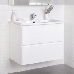 Комплект тумба Итана Roberto 80 (795х56х06) подвесная, с раковиной Adel 80, белый глянец (375043)