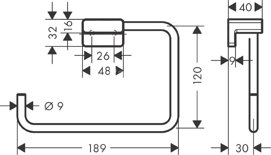 Кольцо для полотенца Hansgrohe AddStoris, матовый чёрный (41754670)