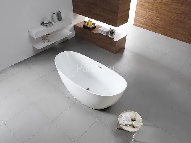 Ванна акриловая Azario GLASGOW 1700х800х665, свободностоящая, в комплекте с сифоном и металлической