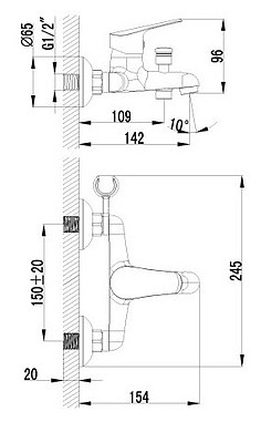 Смеситель Lemark Partner LM6552C для ванны