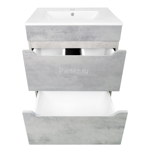 Комплект тумба Loranto Florena 60 600х470х810 напольная, с раковиной Azario Leon, светлый бетон (CS0
