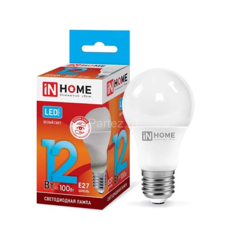 Лампа светодиодная LED-A60-VC 12Вт грушевидная 4000К нейтр. бел. E27 1140лм 230В IN HOME 46906120202