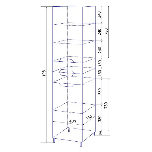 Пенал Loranto Стиль правосторонний, 400х1970х330, белый (CS00024796)