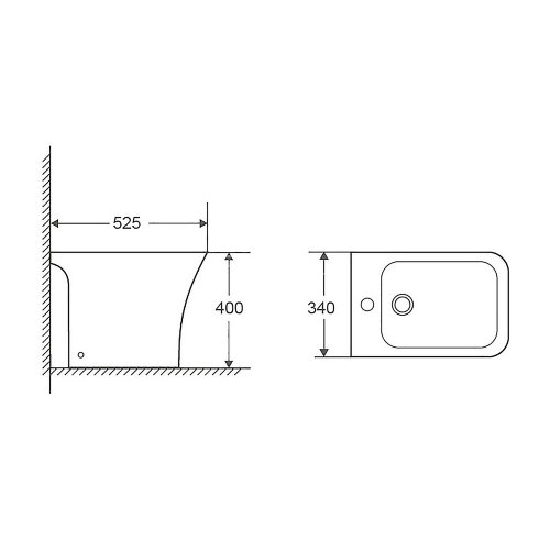 Биде напольное Azario FRETTA SQUARE Размер 525х340х400 мм., белый