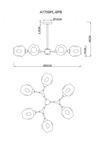 Потолочная люстра Arte Lamp A7759PL-6PB