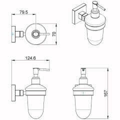 Дозатор жидкого мыла AZARIO RINA 200 мл. подвесной, стеклянный, хром (AZ-87012)