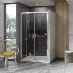 Душевая дверь Ravak раздвижная 190х190, толщина полотна 6мм универсальная, цвет профиля сатин