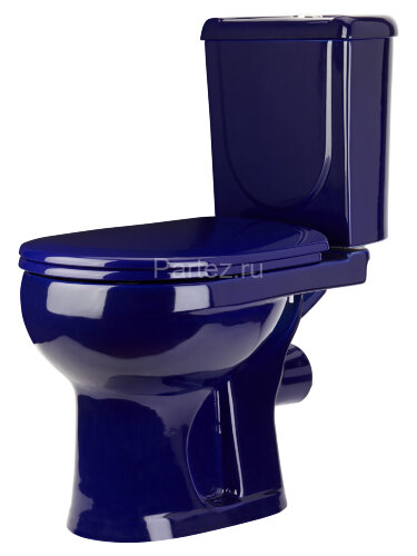 Унитаз-компакт Ирида Стандарт горизонтальный выпуск, с сиденьем, синий (40355130402)