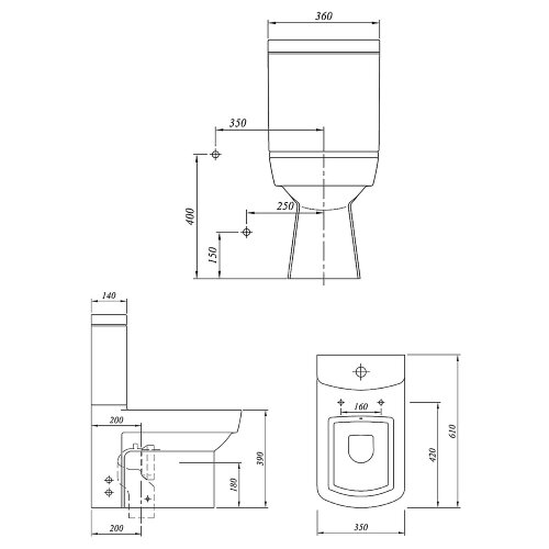 Унитаз-компакт Kale BASICS напольный, безободковый, в комплекте с бачком, сиденьем микролифт и армат