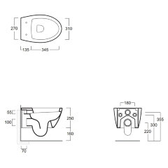 Унитаз подвесной Simas Lft Spazio 350х520х390 безободковый, с креплением F85, цвет белый (LFT18bi)