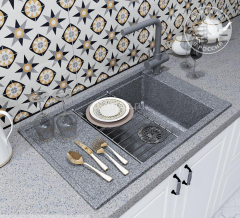 Кухонная мойка AQUATON Делия 78, серая (1A715132DE230)