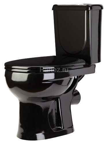 Унитаз-компакт Ирида Стандарт горизонтальный выпуск, с сиденьем, черный (40374110402)