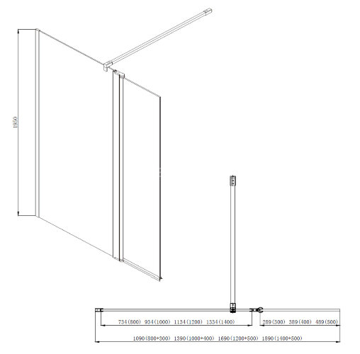 Душевая перегородка Azario CHICAGO 1200х1950 прозрачное стекло 8 мм, подвижная доп.перегородка 50 см, цвет профиля серебро (AZ-NAR6321 1200)