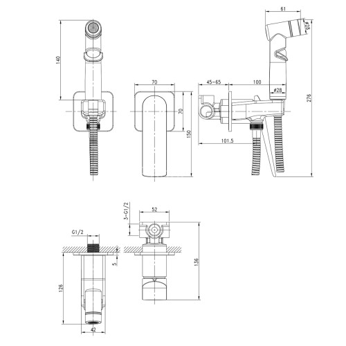 Смеситель Lemark Allegro LM5920CW с гигиеническим душем, встраиваемый