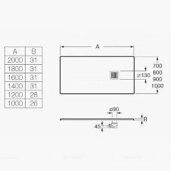 Душевой поддон Roca TERRAN 1600x700 с сифоном и решеткой, белый (AP1016402BC01100)