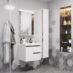 Зеркало AQUATON Рене 60 с подсветкой, с полочкой, белый (1A222302NR010)