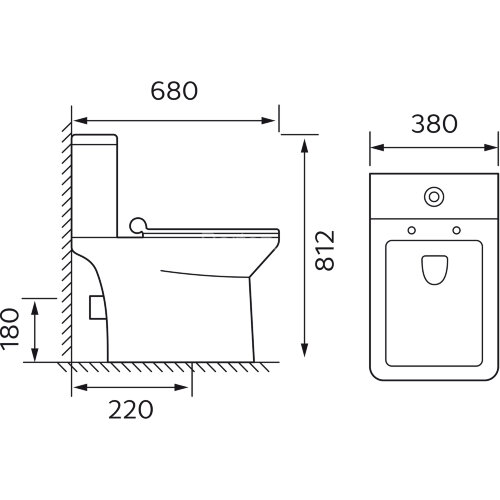 Унитаз-компакт Azario Glory 380х680х812 напольный, безободковый с быстросъемным сиденьем микролифт (