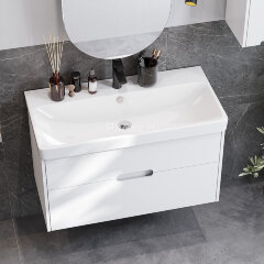 Тумба под раковину Aquaton Оливия 90 подвесная, цвет белый матовый (1A254401OL010)