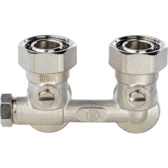 Узел нижнего подключения радиатора для однотрубной системы угловой 3/4" Stout