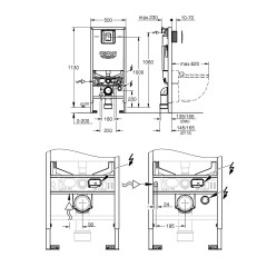 Комплект GROHE Rapid SLX 3 в 1 для подвесного унитаза: инсталляция, крепление к стене и панель смыва