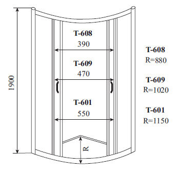 Timo ALTTI душевой угол 609 Clean Glass (90*90*190), шт