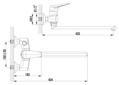 Смеситель для ванны Lemark Poseidon LM4217C