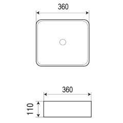 Раковина-чаша Azario 360х360х110 накладная, квадратная, черный матовый (AZ-2179-S-MB)
