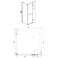 Душевое ограждение Azario MONTREAL 900х900х2000 R, со стеклянной полкой, без поддона, прозрачное стекло 8 мм, цвет профиля серебро (AZ-NWG1231-R)